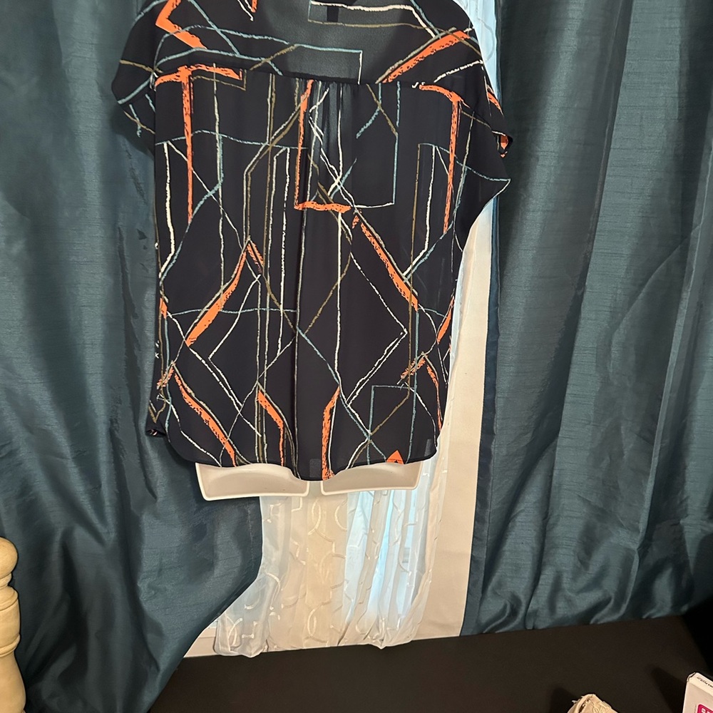 Banana Republic Black and Orange Geometric Blouse - Picture 2 of 2